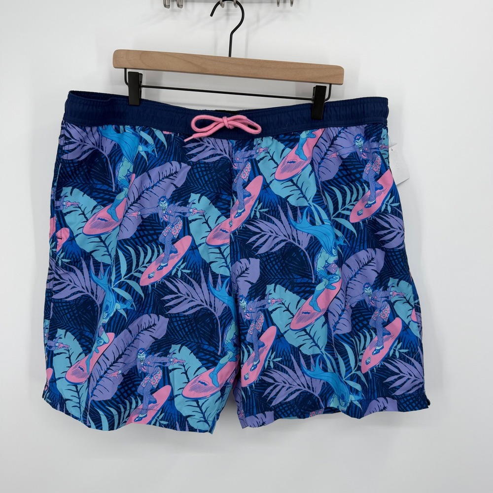 Batman Swim Trunks Mens XL Blue Joker Surfing Tropical Mesh Lined NWT